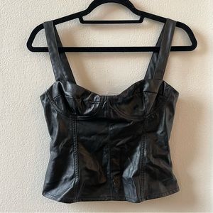Olivaceous Large Leather Black Tank With Thick Straps